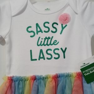 💚 Celebrate St. Patrick's Day Multicolor Tutu/White Bodysuit Cotton Blend 18M